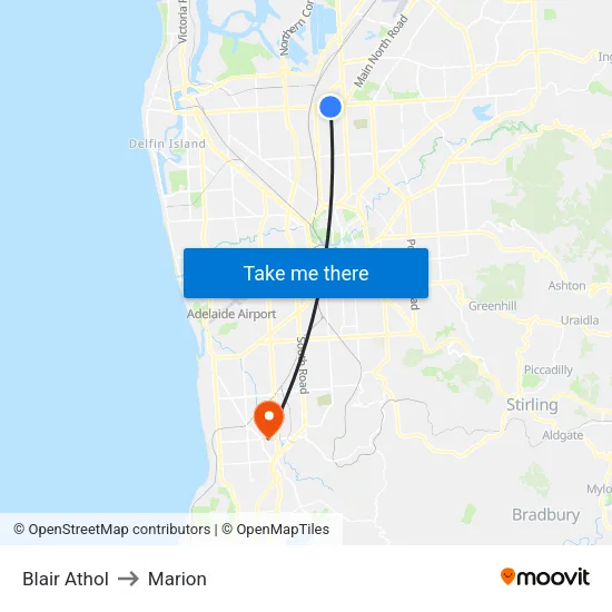 Blair Athol to Marion map