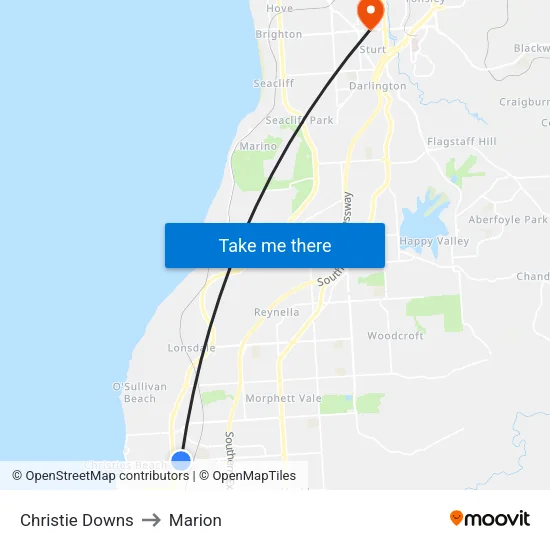 Christie Downs to Marion map