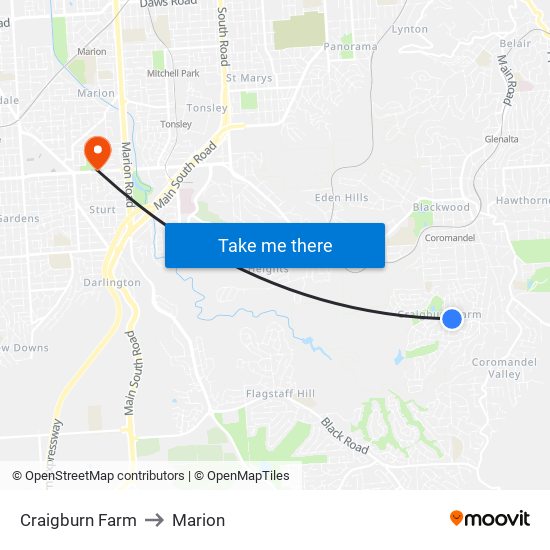 Craigburn Farm to Marion map