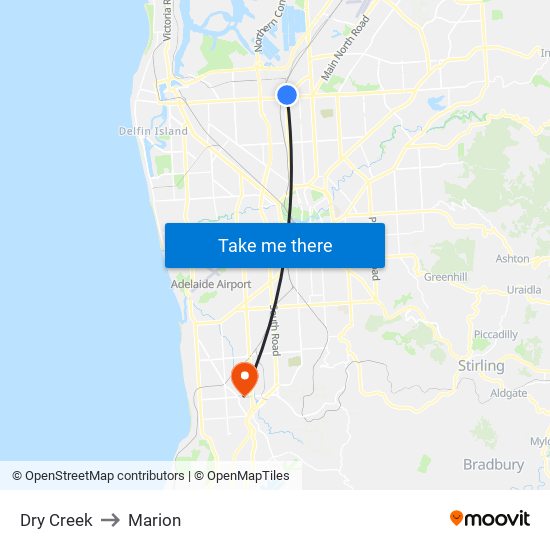 Dry Creek to Marion map