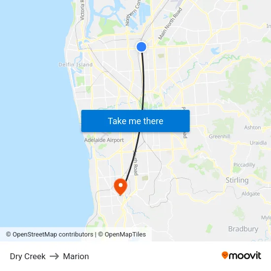 Dry Creek to Marion map