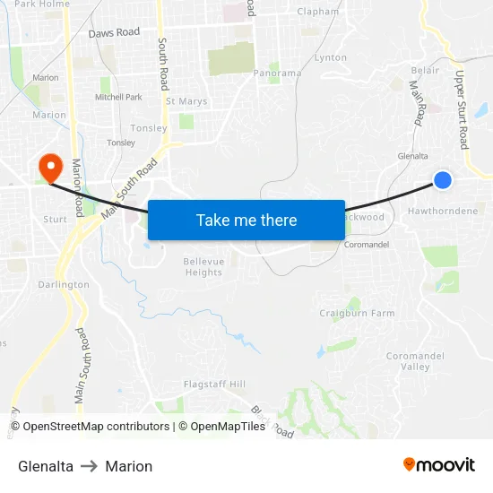 Glenalta to Marion map