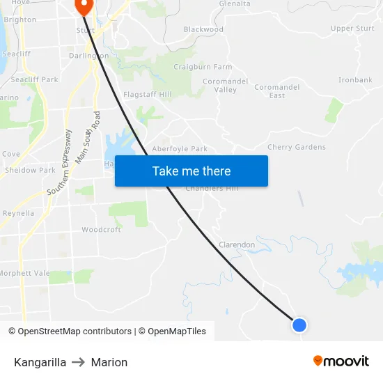 Kangarilla to Marion map