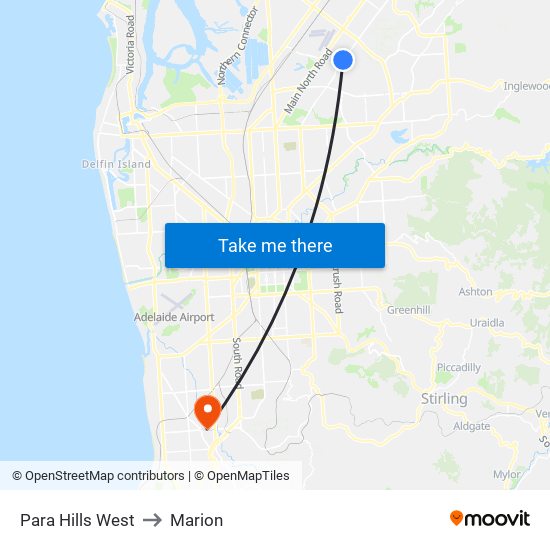 Para Hills West to Marion map