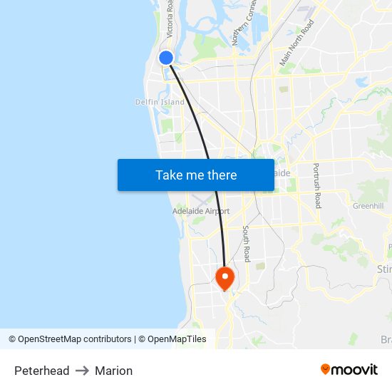 Peterhead to Marion map