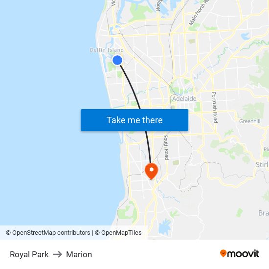 Royal Park to Marion map