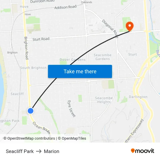 Seacliff Park to Marion map