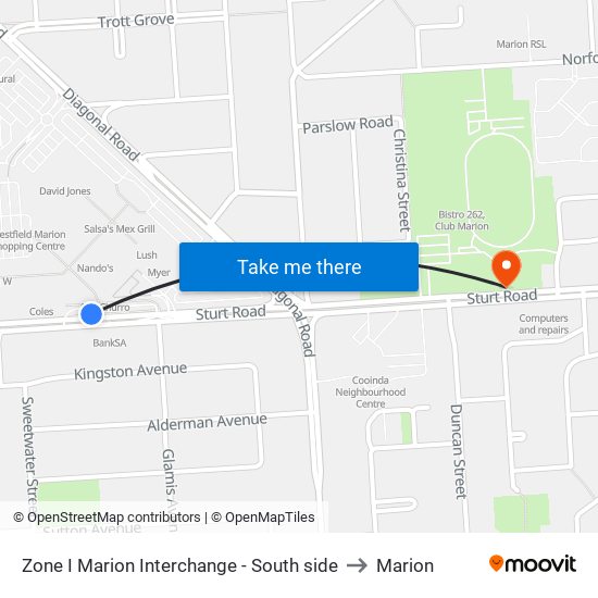 Zone I Marion Interchange - South side to Marion map