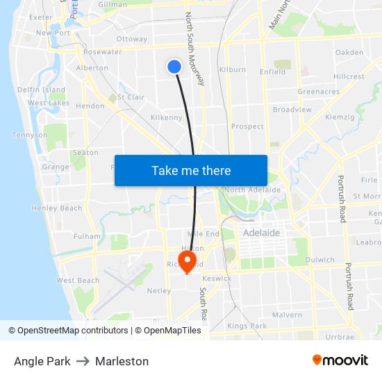 Angle Park to Marleston map