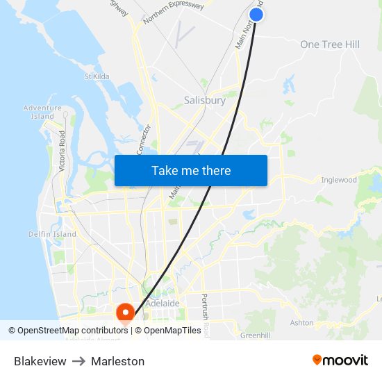 Blakeview to Marleston map