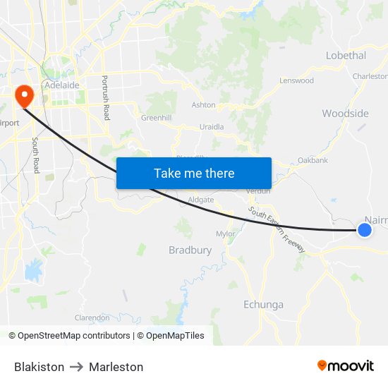 Blakiston to Marleston map