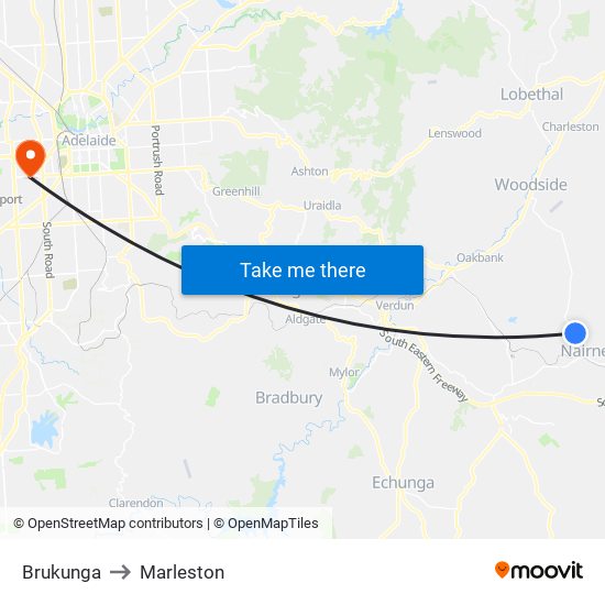 Brukunga to Marleston map