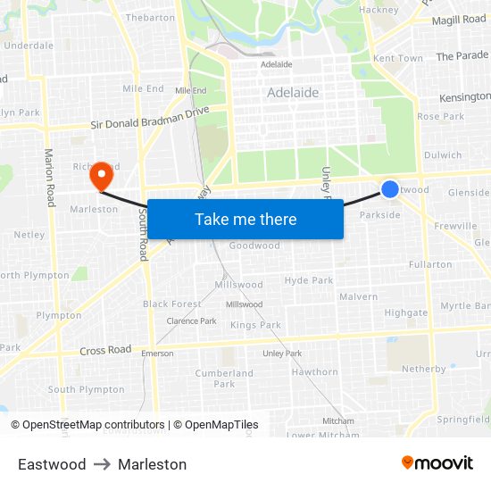 Eastwood to Marleston map