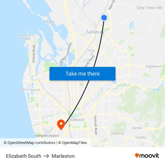 Elizabeth South to Marleston map