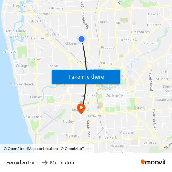 Ferryden Park to Marleston map