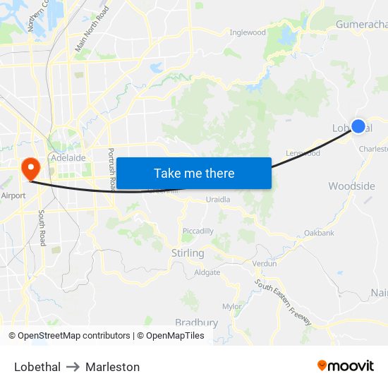 Lobethal to Marleston map