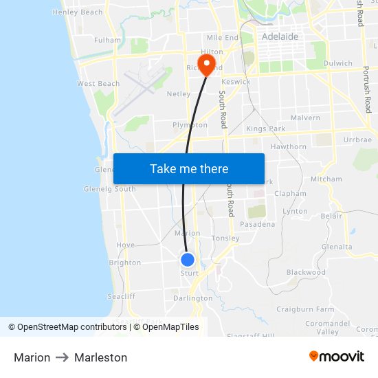 Marion to Marleston map