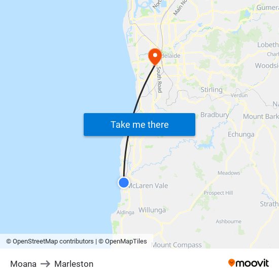 Moana to Marleston map