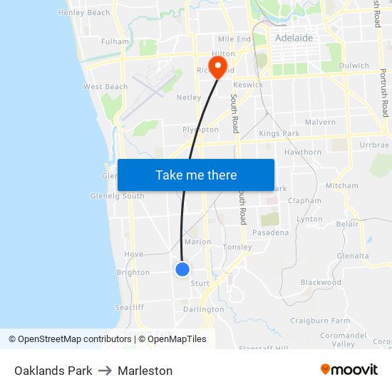 Oaklands Park to Marleston map