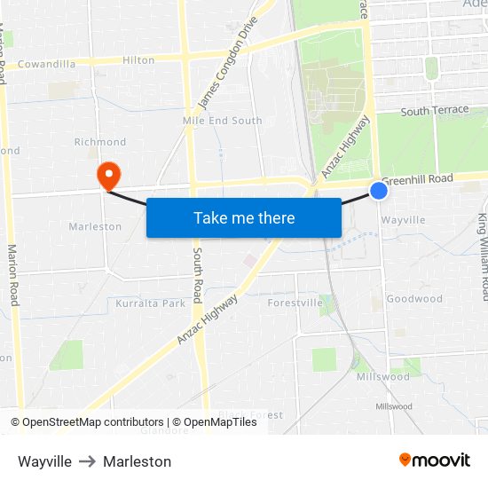 Wayville to Marleston map