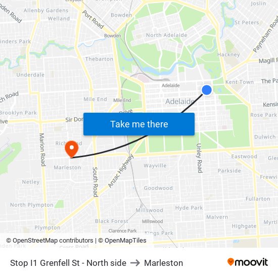 Stop I1 Grenfell St - North side to Marleston map