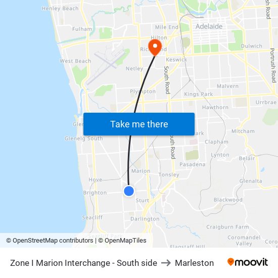 Zone I Marion Interchange - South side to Marleston map