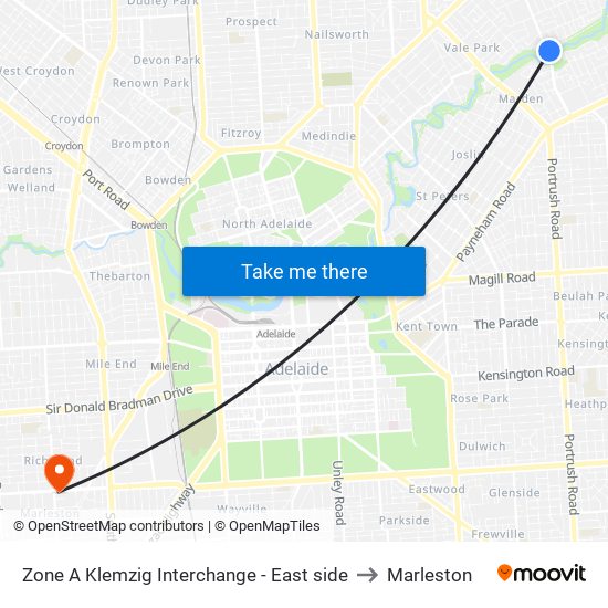 Zone A Klemzig Interchange - East side to Marleston map