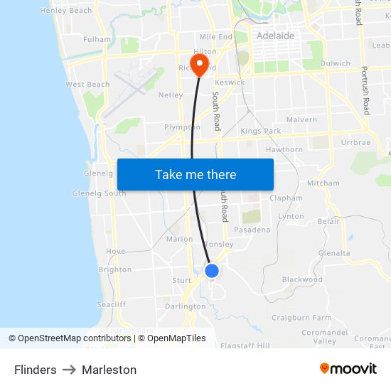 Flinders to Marleston map