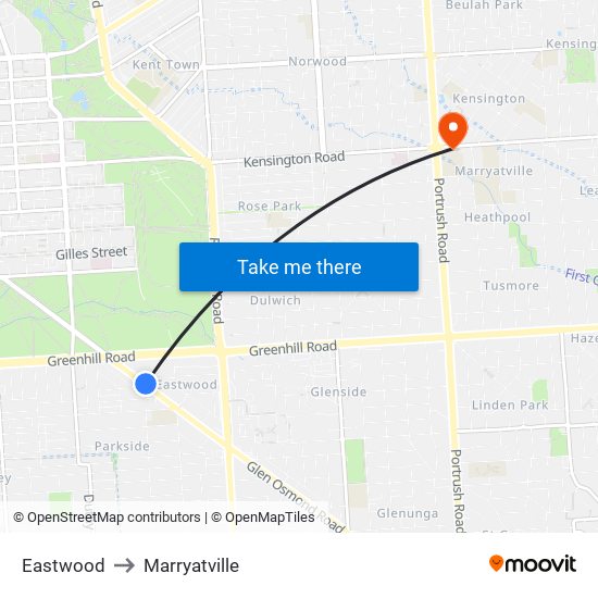 Eastwood to Marryatville map