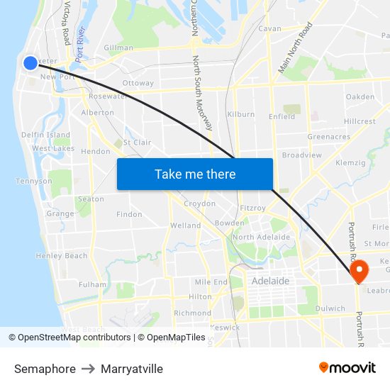 Semaphore to Marryatville map