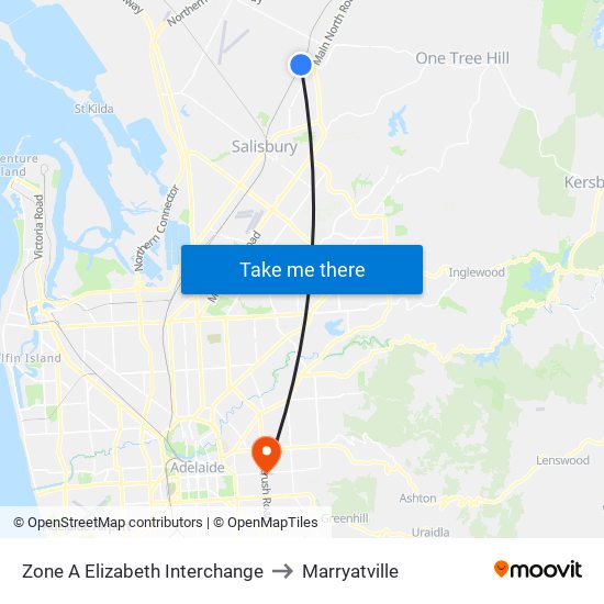 Zone A Elizabeth Interchange to Marryatville map