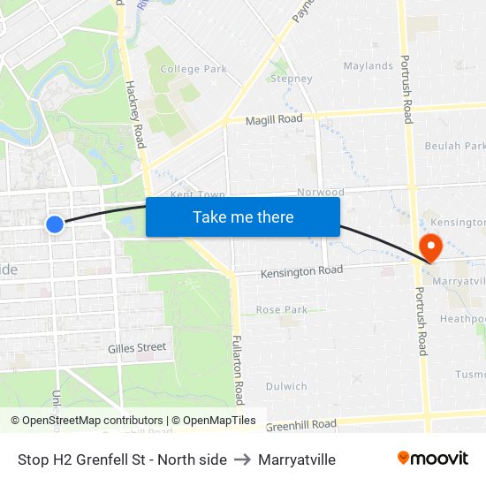 Stop H2 Grenfell St - North side to Marryatville map