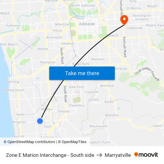 Zone E Marion Interchange - South side to Marryatville map