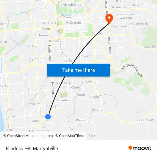 Flinders to Marryatville map