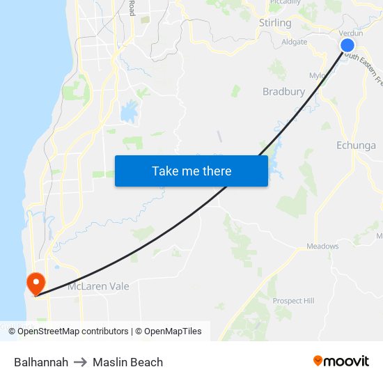 Balhannah to Maslin Beach map