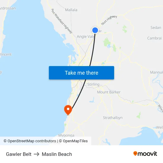 Gawler Belt to Maslin Beach map