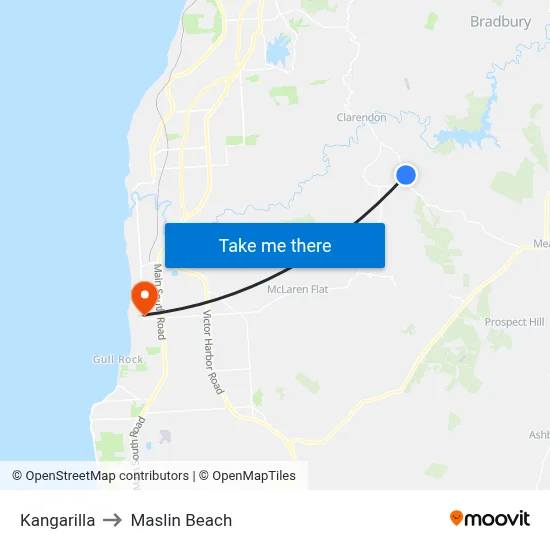 Kangarilla to Maslin Beach map