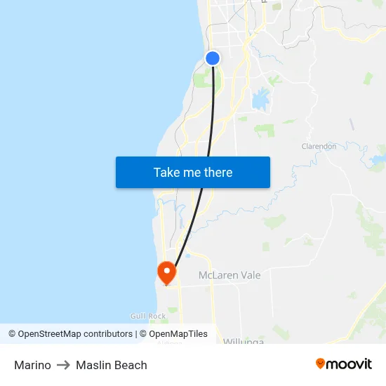 Marino to Maslin Beach map