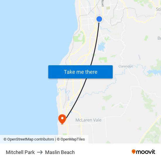 Mitchell Park to Maslin Beach map