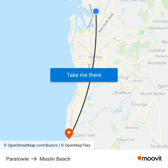 Paralowie to Maslin Beach map