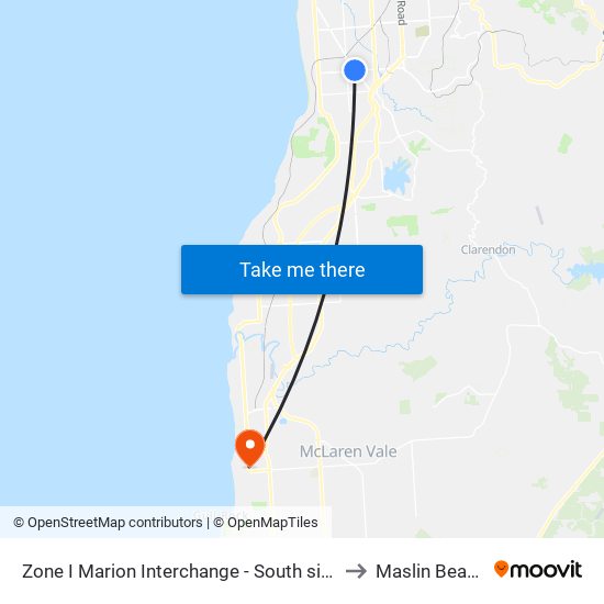 Zone I Marion Interchange - South side to Maslin Beach map