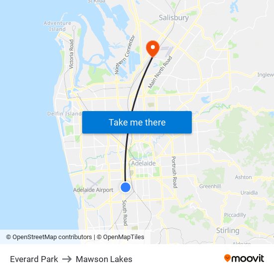 Everard Park to Mawson Lakes map