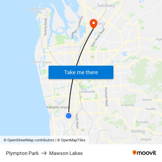 Plympton Park to Mawson Lakes map