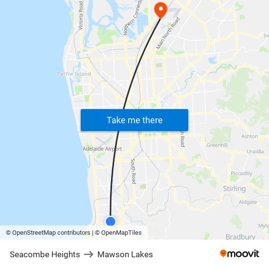 Seacombe Heights to Mawson Lakes map