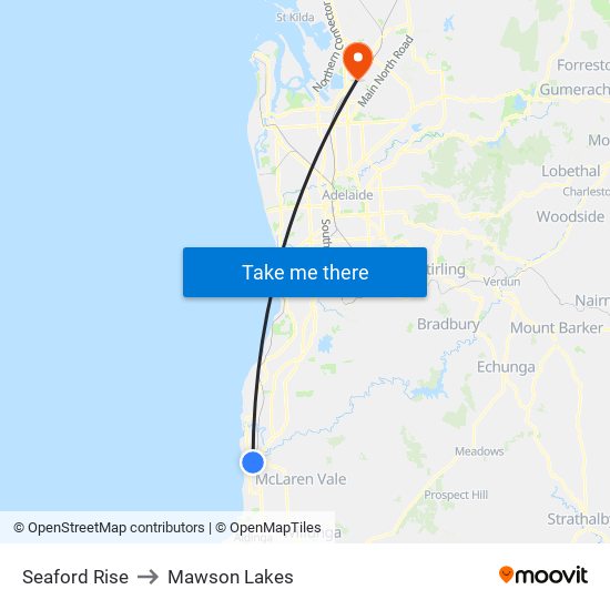 Seaford Rise to Mawson Lakes map