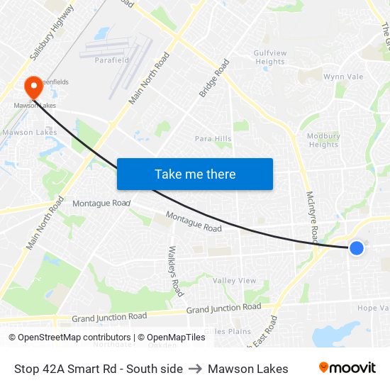 Stop 42A Smart Rd - South side to Mawson Lakes map