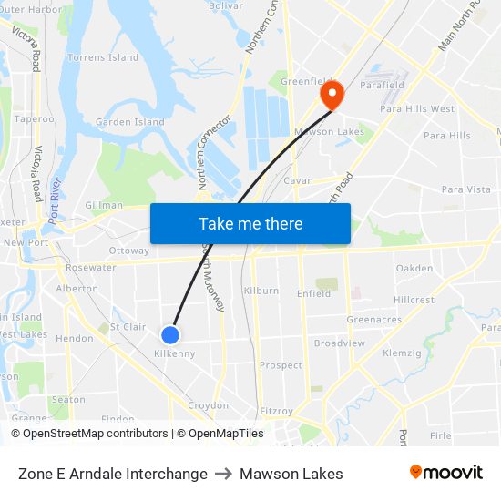 Zone E Arndale Interchange to Mawson Lakes map