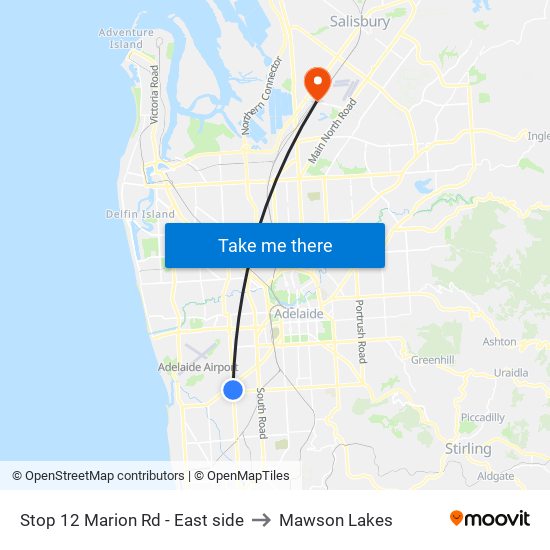 Stop 12 Marion Rd - East side to Mawson Lakes map