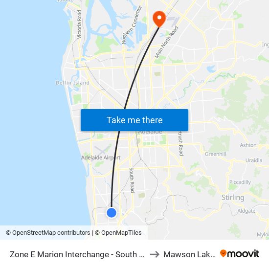 Zone E Marion Interchange - South side to Mawson Lakes map
