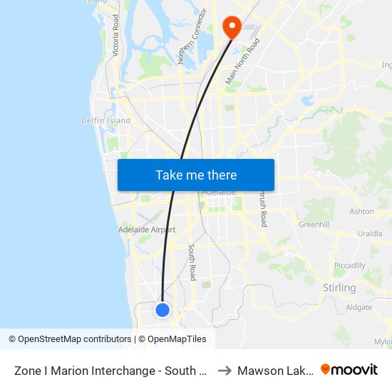 Zone I Marion Interchange - South side to Mawson Lakes map